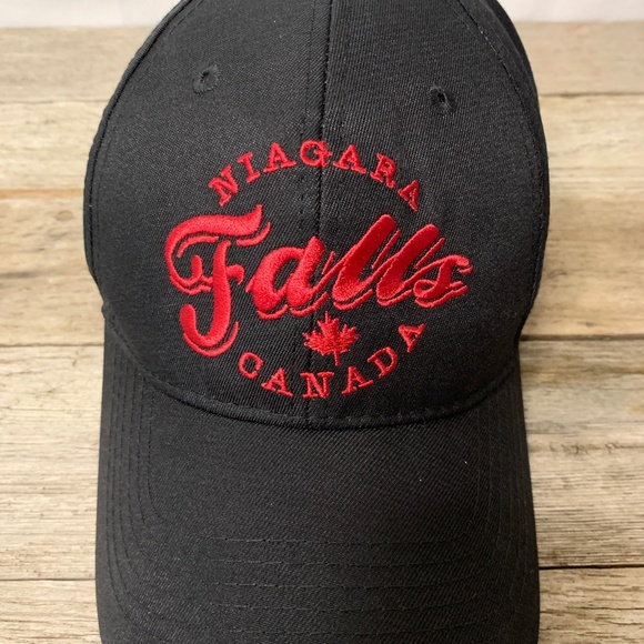 Niagara Falls Canada Baseball Cap Adult Adjustable Embroidered Black Red Hat - Picture 2 of 7